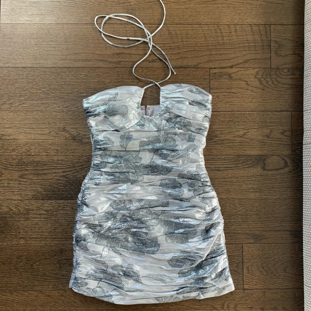 Zara Silver Draped Mini Dress